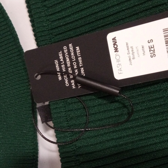 FASHION NOVA DARK GREEN LONG SLEEVE JODECI SWEATER BODYSUIT SIZE SMALL NWT - Picture 8 of 8